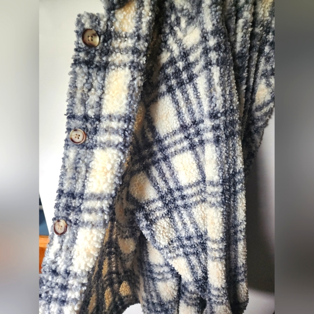 Plaid Sherpa Button-Up Jacket